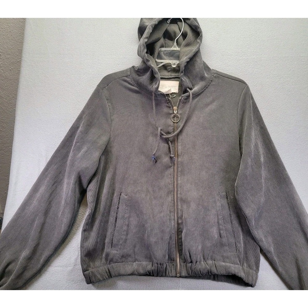 Sky & Sparrow Ribbed Jacket With Hoodie Womens Size Large Full Zip Cabincore